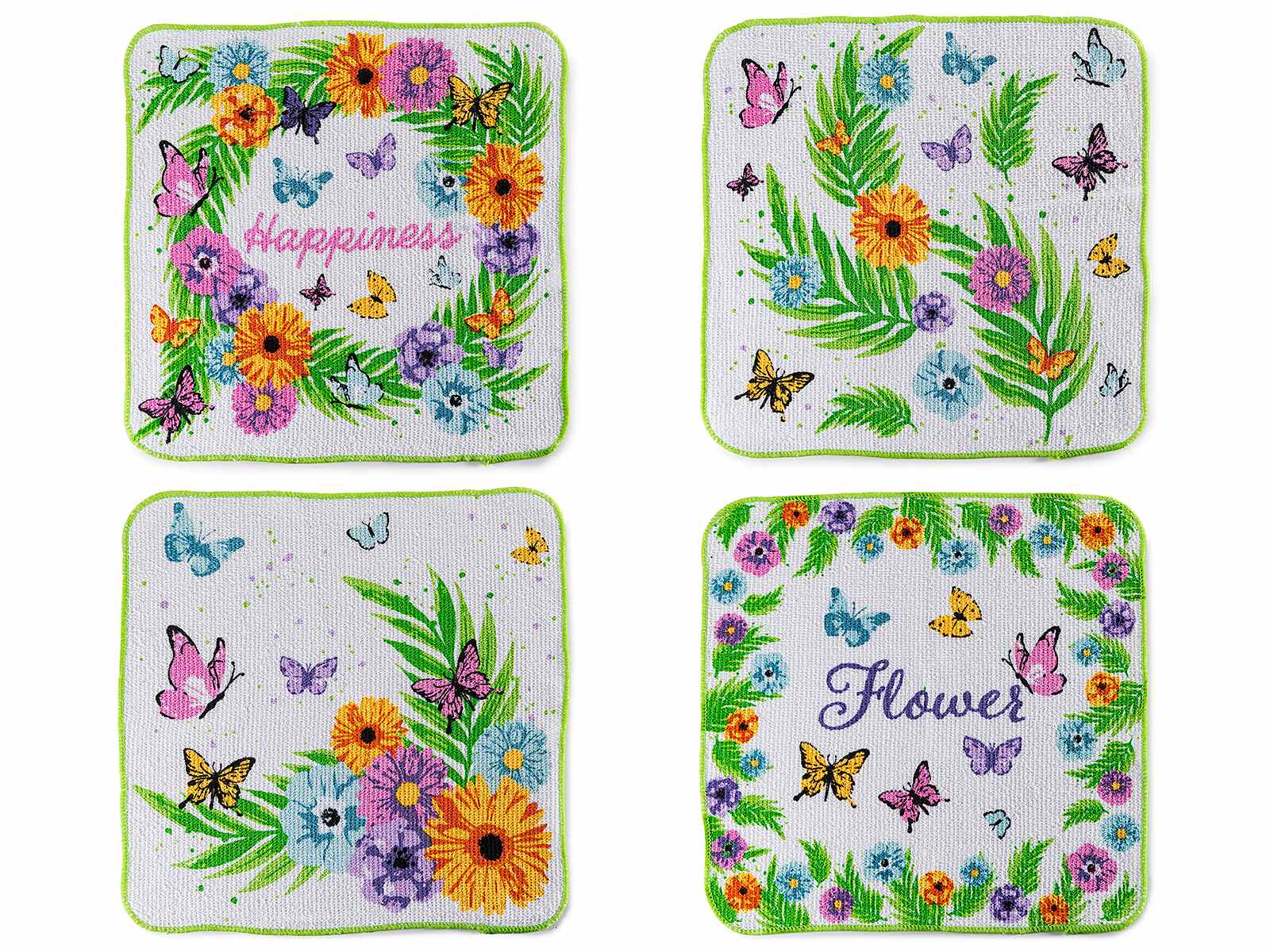 Mini asciugamano magico in cotone stampa tema "Farfalle e Fiori"