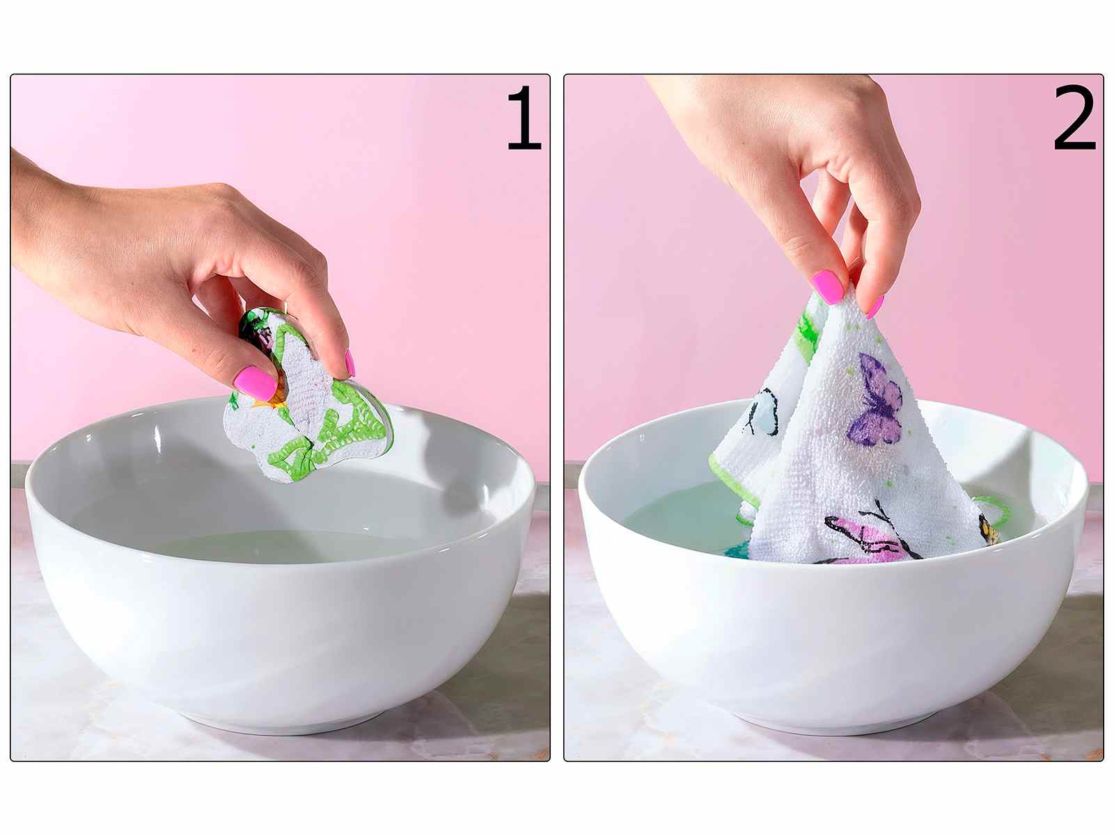 Mini asciugamano magico in cotone stampa tema "Farfalle e Fiori"