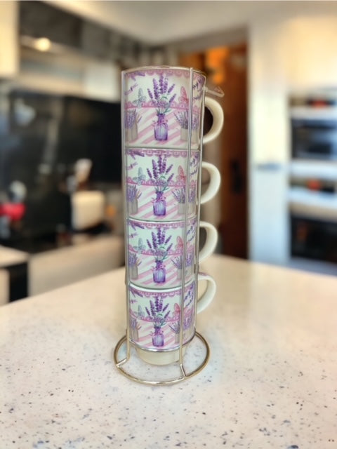 Set 4 tazzine decoro Lavanda