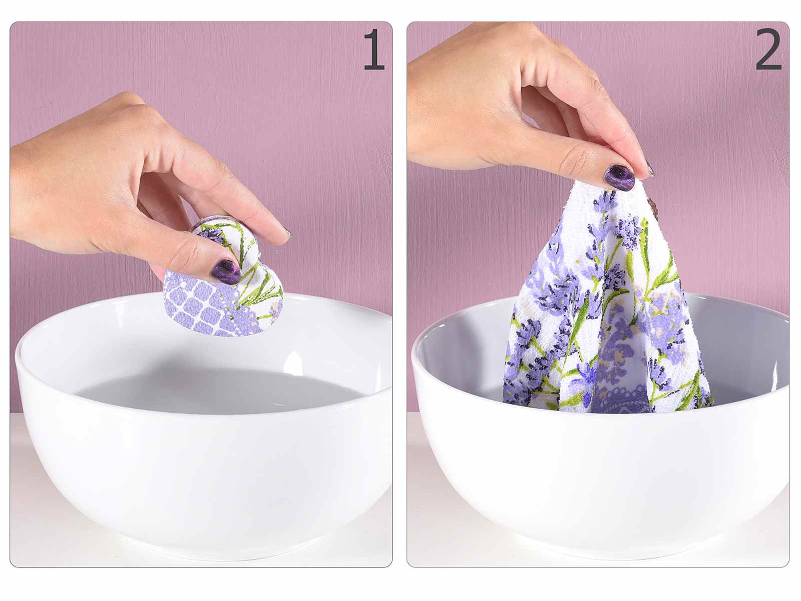 Mini asciugamano magico in cotone con stampa Lavanda