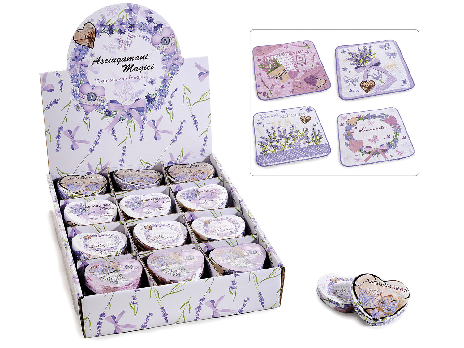 Mini asciugamano magico in cotone con stampa Lavanda