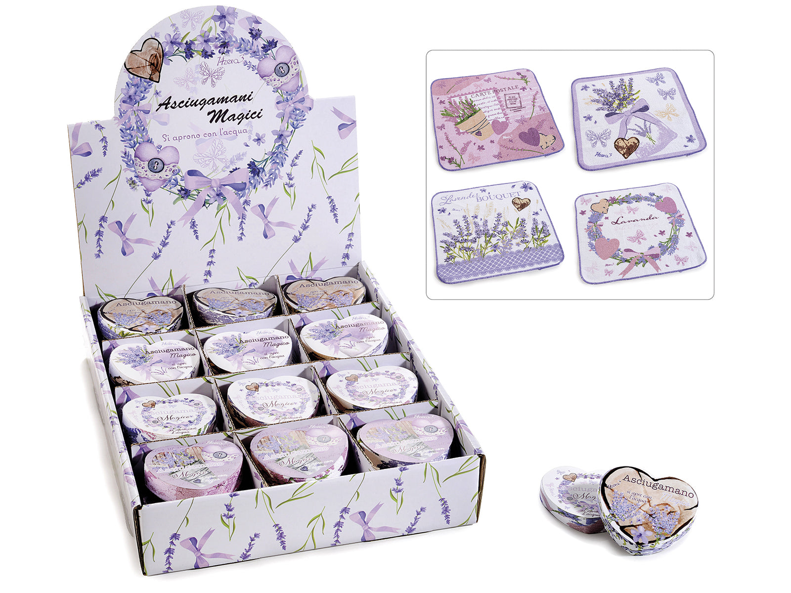 Mini asciugamano magico in cotone con stampa Lavanda