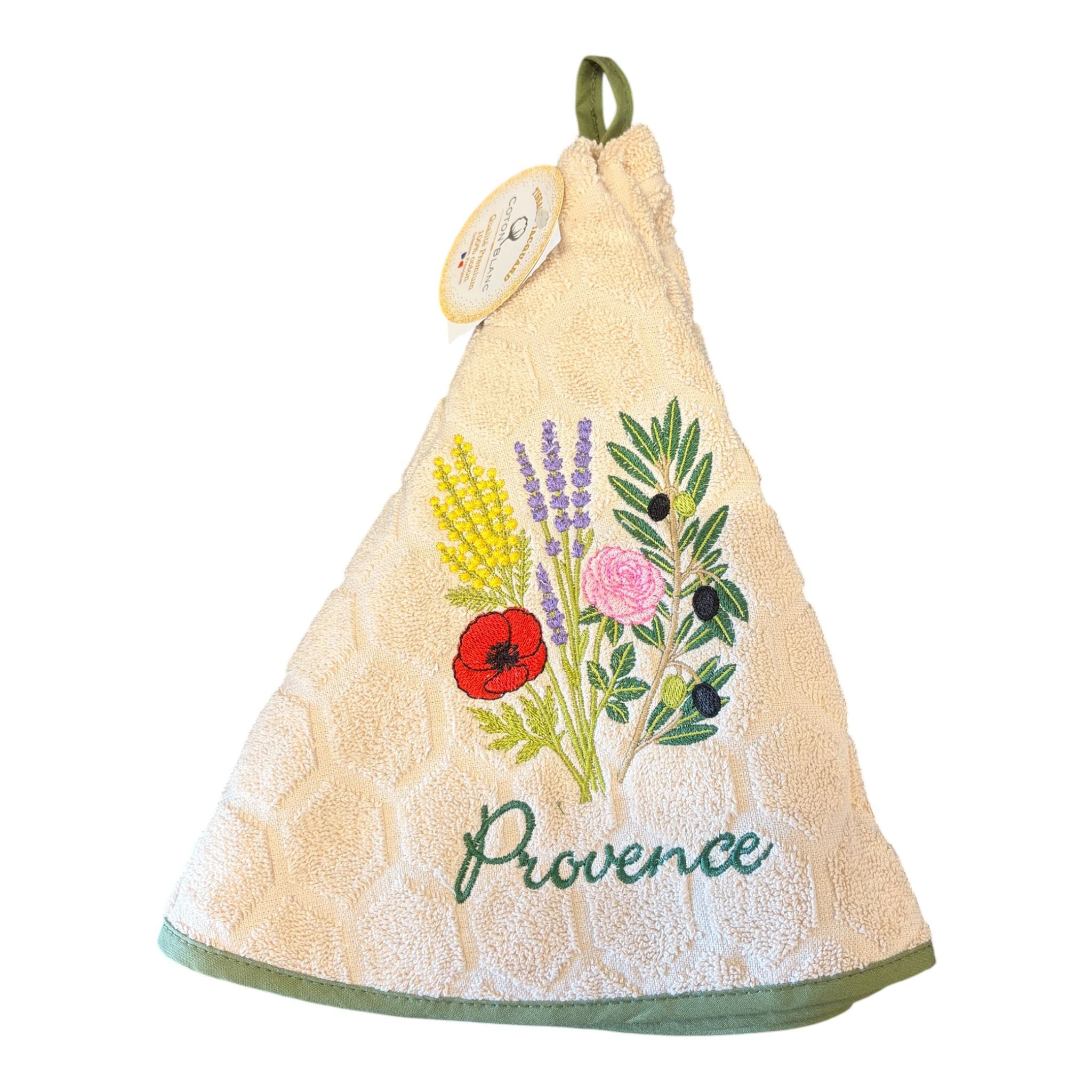 Asciugamani rotondi provenzali in spugna jacquard ricamati