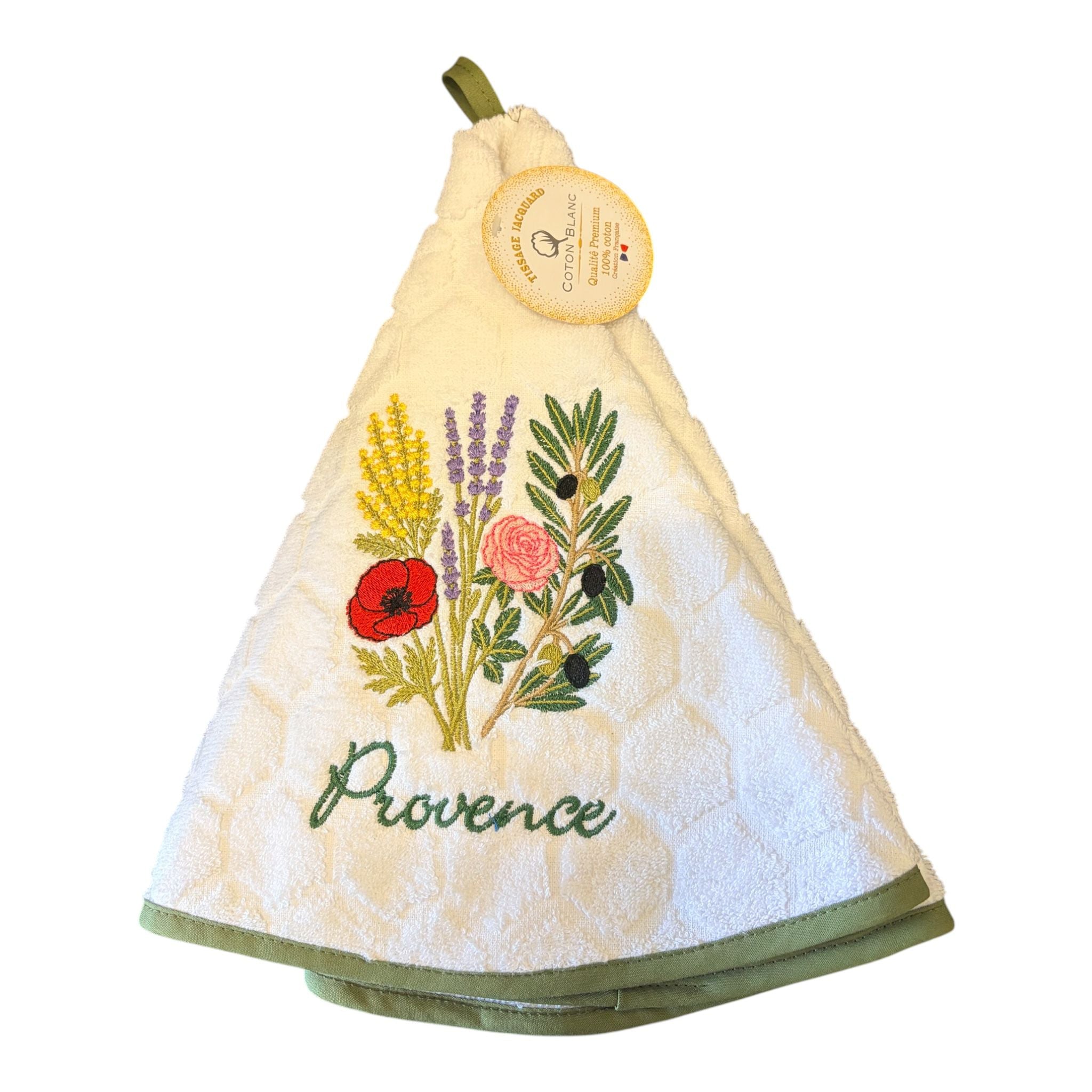 Asciugamani rotondi provenzali in spugna jacquard ricamati