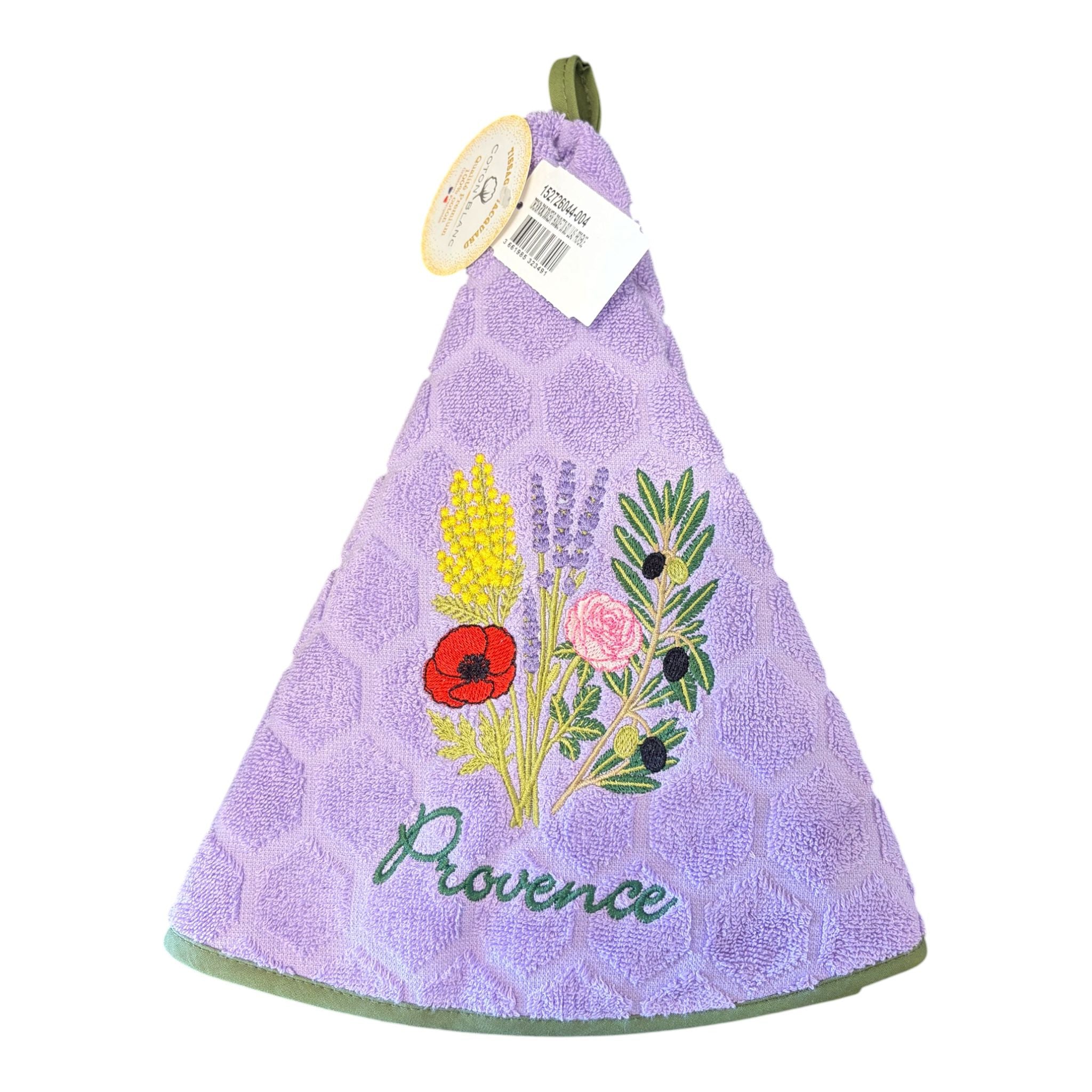 Asciugamani rotondi provenzali in spugna jacquard ricamati