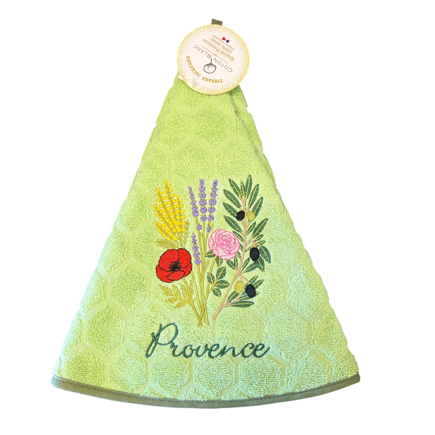 Asciugamani rotondi provenzali in spugna jacquard ricamati