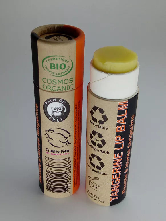 Balsamo labbra biologico idratante al mandarino tangerine a base di oli biologici e oli essenziali rinfrescanti, come in provenza