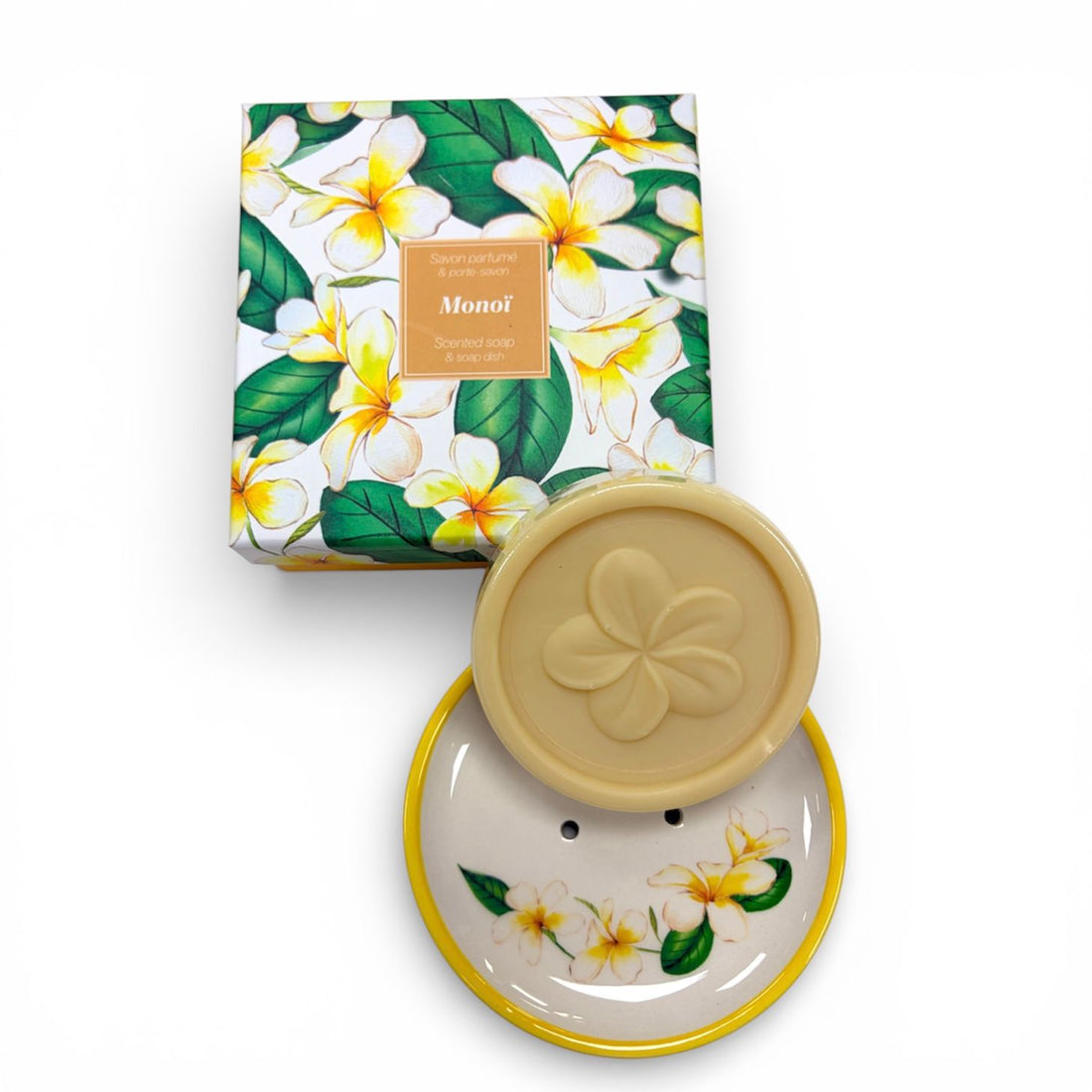 Cofanetto porta sapone e saponetta al Monoi