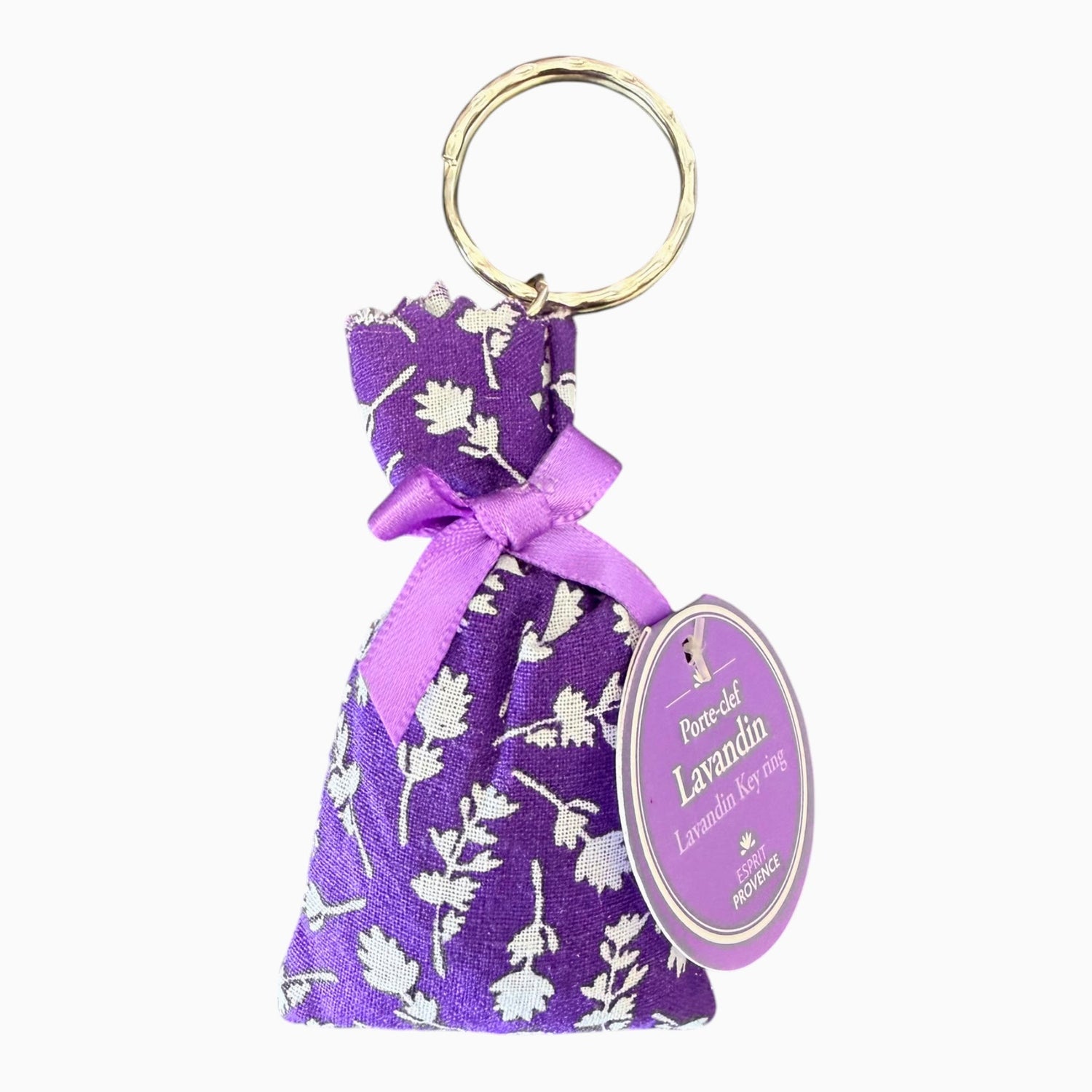 Portachiavi con sacchetto di fiori di Lavandin viola