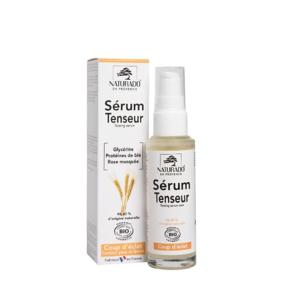 Siero Viso Effetto Tensore con Cheratina di Grano e Rosa Mosqueta – Naturado en Provence