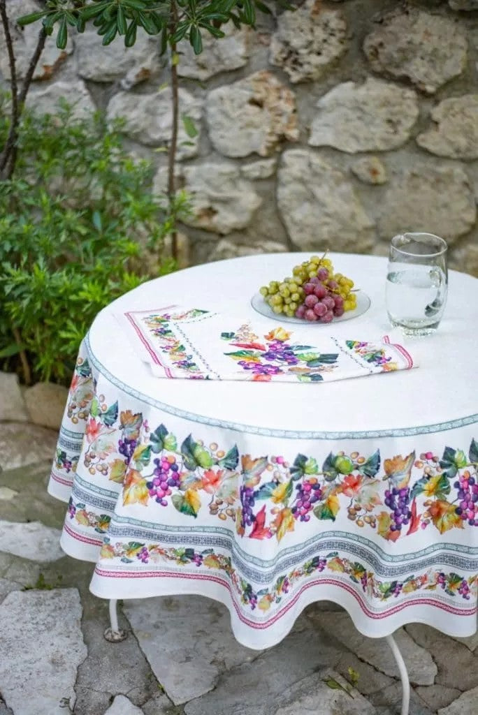 Tovaglia Raisin Tissus Toselli in cotone rotonda diametro 180 cm